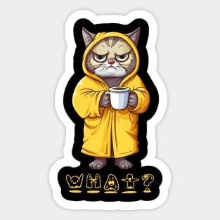 Ghostly What Angry Cat Holding A Coffee Cup Sticker